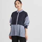 67ネイビー | プリーツシャツブラウス | NICOLE