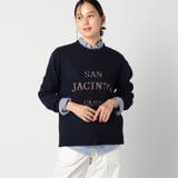 67ネイビー | ジャガード配色ロゴニット | NICOLE