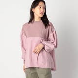 08ピンク | ニットブラウス ドッキングプルオーバー | NICOLE