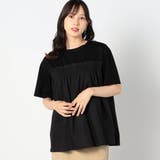 49ブラック | 異素材ドッキング 半袖プルオーバー | NICOLE
