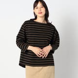 47モスグリーン | 日本製 デラヴェ 天竺ボーダーカットソー | NICOLE