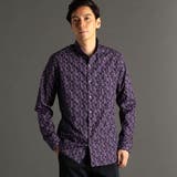 07ボルドー | TEXTA ワイングラスプリントブロード カッタウェイカラーシャツ | NICOLE