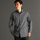 49ブラック | TEXTA ワイングラスプリントブロード カッタウェイカラーシャツ | NICOLE