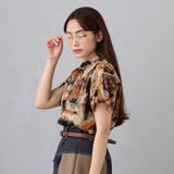 18ベージュ | 衿ベルト 水彩柄ブラウス | NICOLE
