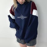 67ネイビー | フロントシシュウハーフジップ | NICOLE