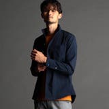 67ネイビー | リバーシブルドビー スタンドカラーシャツ | NICOLE