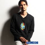 49ブラック | 【RIELABO】グラフィック×ロゴプリントVネックTシャツ | NICOLE