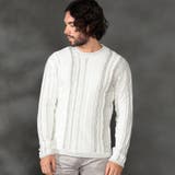 09ホワイト | 【ＷＥＢ限定】ランダムストライプ３Dニットプルオーバー | NICOLE