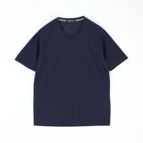 60ブルー | ブロックストレッチＶネック半袖プルオーバー | NICOLE