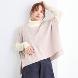 18ベージュ | ネックレス付きバイカラースクエアハイネックニット | NICOLE