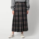 49ブラック | チェック柄 タックロングスカート | NICOLE