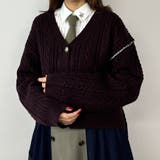 13ブラウン | ブランケットステッチカーディガン | NICOLE