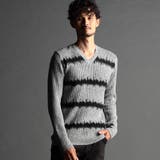 29グレー | ジグザグ柄ジャカード Vネックプルオーバーニット | NICOLE