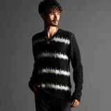 49ブラック | ジグザグ柄ジャカード Vネックプルオーバーニット | NICOLE