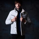 09ホワイト | 裏ボアムートン風スタンドブルゾン | NICOLE