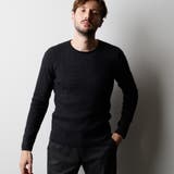 49ブラック | 幾何学柄引き揃えJQクルーネックニット | NICOLE