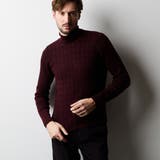 07ボルドー | バスケットジャガードタートルネックニット | NICOLE