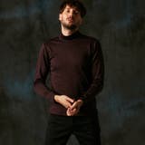 07ボルドー | ブリスターストライプJQモックネックプルオーバー | NICOLE