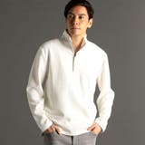 09ホワイト | メランジダブルフェイス スタンドジッププルオーバー | NICOLE