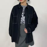 49ブラック | 配色ステッチルーズCPOシャツ | NICOLE