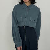 60ブルー | 配色ステッチルーズCPOシャツ | NICOLE