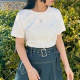 28オフホワイト | ネコ刺繍Tシャツ | NICOLE