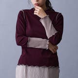 07ボルドー | 袖配色ランダムリブプルオーバー | NICOLE