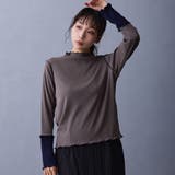 15キャメル | 袖配色ランダムリブプルオーバー | NICOLE