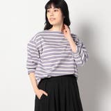 80パープル | 【日本製】 デラヴェ天竺 ボーダーカットソー | NICOLE