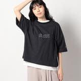 48ブラック | 【DISCUS別注】袖ロールアップバックプリントTシャツ | NICOLE