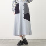 60ブルー | アシンメトリーバイカラースカート | NICOLE