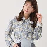 60ブルー | ボウタイ付きアシンメトリー柄シャツ | NICOLE
