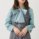 60ブルー | ハイショクリボンボウタイブラウス | NICOLE