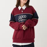 07ボルドー | ZIP付きバイカラー刺繍スウェット | NICOLE