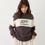 39チャコールグレー | ZIP付きバイカラー刺繍スウェット | NICOLE