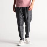 67ネイビー | ブライトシャンブレー イージースラックス | NICOLE