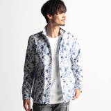 60ブルー | アラカルトプリント スタンドカラーシャツ | NICOLE