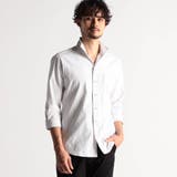09ホワイト | リバーシブルドビー 7分袖スタンドカラーシャツ | NICOLE