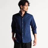 60ブルー | リバーシブルドビー 7分袖スタンドカラーシャツ | NICOLE