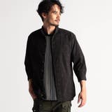 49ブラック | アラカルトプリント ７分袖ショートスタンドカラーシャツ | NICOLE