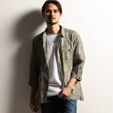 46カーキ | 【RIELABO】シアージャカード ７分袖ショートレギュラーカラーシャツ | NICOLE