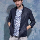 67ネイビー | ポリエステルタフタワッシャー7分袖ジャケット | NICOLE