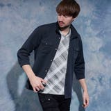 67ネイビー | ダブルフェイスカノコ7分袖イタリアンカラーシャツ | NICOLE