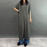 46カーキ | ランダムリブ素材ゆったりワンピース | NICOLE