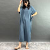 64サックス | ランダムリブ素材ゆったりワンピース | NICOLE