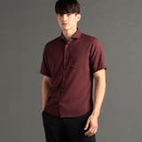 07ボルドー | メランジツイル カッタウェイカラーシャツ | NICOLE