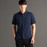 67ネイビー | メランジツイル カッタウェイカラーシャツ | NICOLE