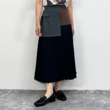 67ネイビー | バイカラープリーツスカート | NICOLE