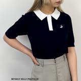 67ネイビー | 【BEVERLY HILLS POLO CLUB】透かし編みニットポロシャツ | NICOLE