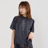 67ネイビー | オリエンタル刺繍ブラウス | NICOLE